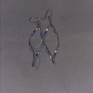 Silver and Blue Twisted Earrings